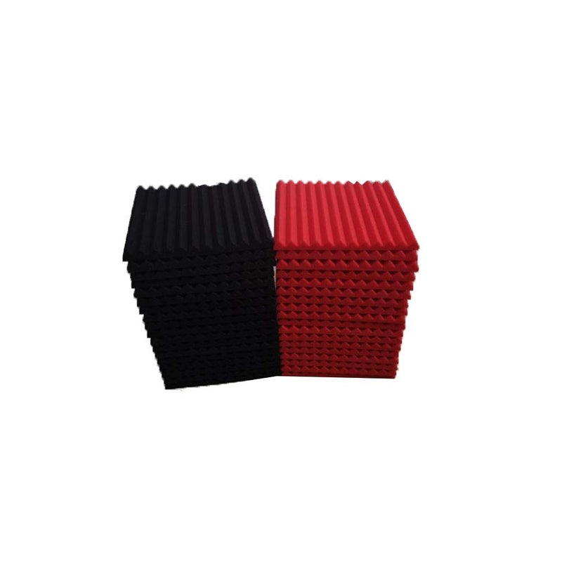 Burdurry 50 Pack Acoustic Panels Soundproof Studio Foam for Walls Sound Absorbing Panels Sound Insulation Panels Wedge for Home Studio Ceiling, 1" X 12" X 12" (Black&Red) - Image 3